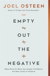 Text graphic emphasizing "empty out the negative" and repeating "more joy" multiple times in a vibrant design.